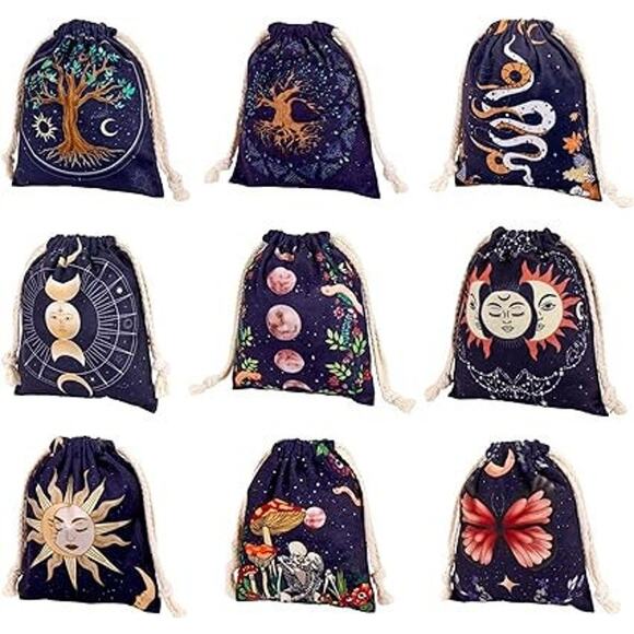 Set Of 9 Drawstring Velvet Tarot Bags | Oracle Cards Bags | Keepsake Bag | - Picture 3 of 3